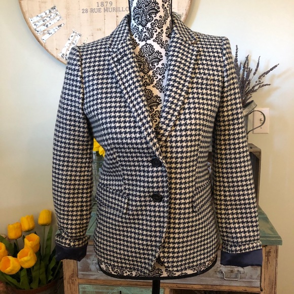 J. Crew Jackets & Coats New Jcrew Navy Houndstooth Schoolboy Blazer